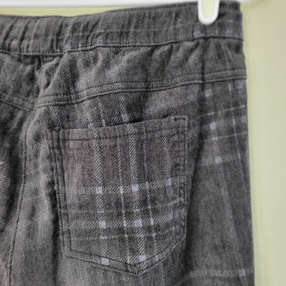 Charlie B Velour Pull On Drawstring Straight Leg Pants Gray Plaid Women's Size S - Picture 6 of 10